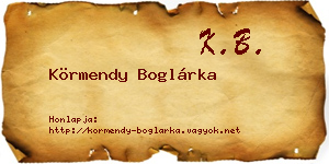 Körmendy Boglárka névjegykártya