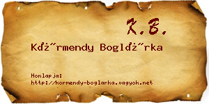 Körmendy Boglárka névjegykártya