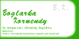 boglarka kormendy business card