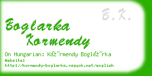 boglarka kormendy business card